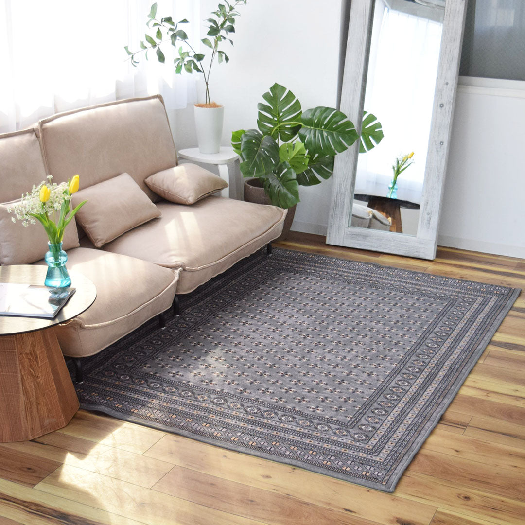 ヴィンテージ風ラグ TOCORU Series ブハラ ループ グレー– ラグと