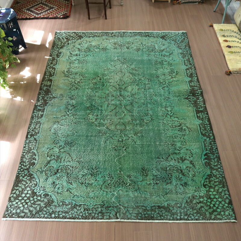楽天市場】オーバーダイド ヴィンテージラグ グリーン 299×196cm