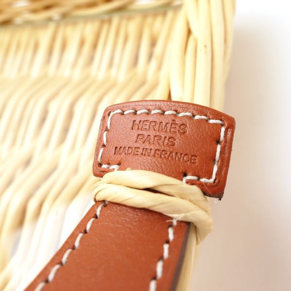 HERMES ピクニックトレイ オズレ 天然素材 柳材 ガラス レクタングル