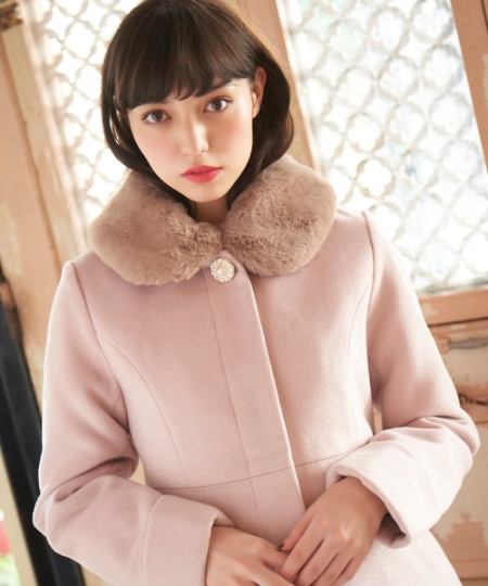 ファー襟ウエスト切替コート/MAJESTIC LEGON(マジェスティックレゴン