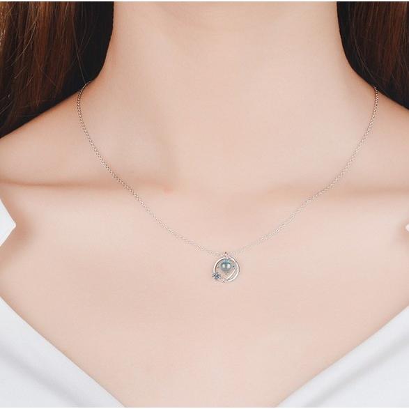 ネックレス 土星 惑星 サークル 宇宙 ブルー 水色 キュービック