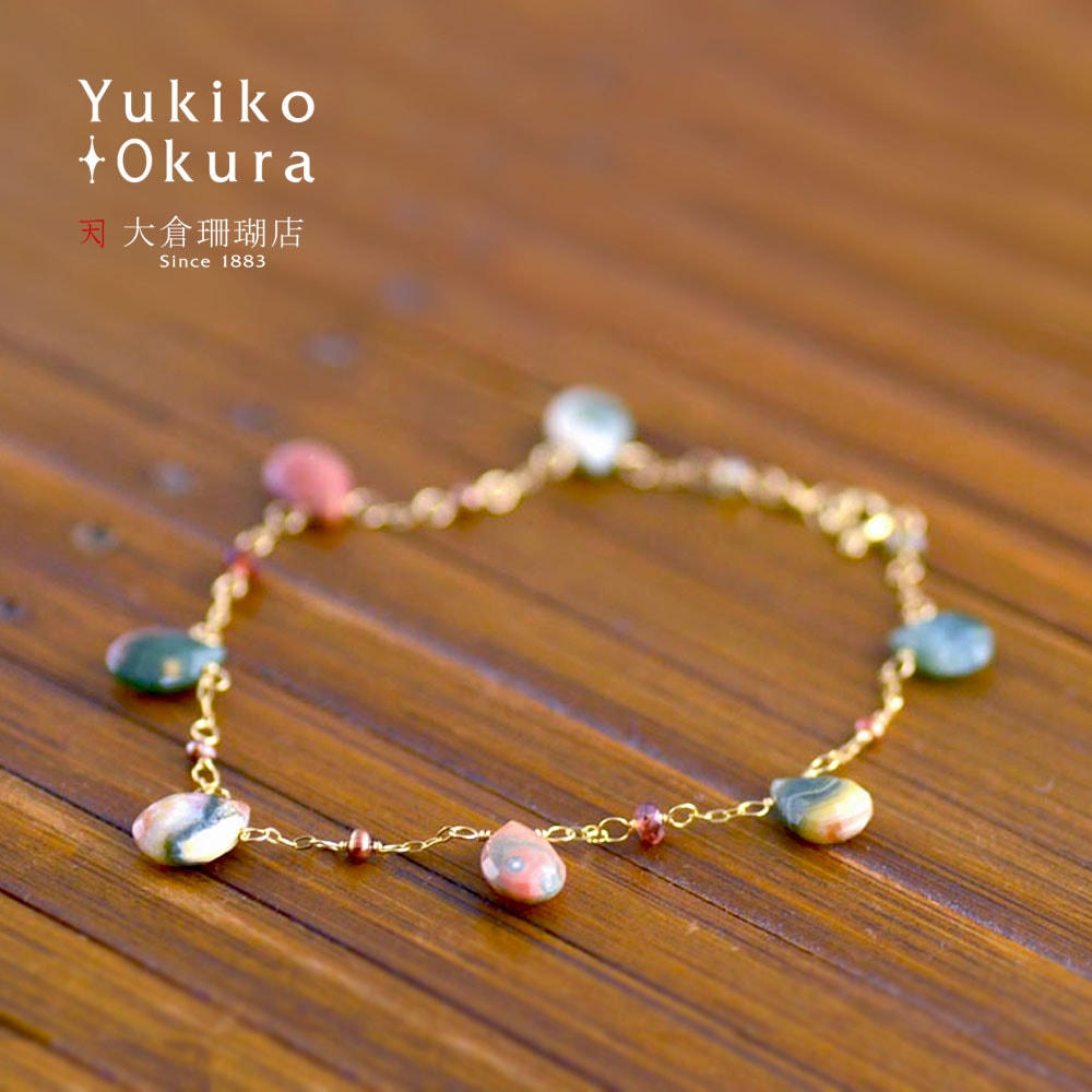 k18 アパタイト 淡水パール ブレスレット 天然石 スクリューチェーン