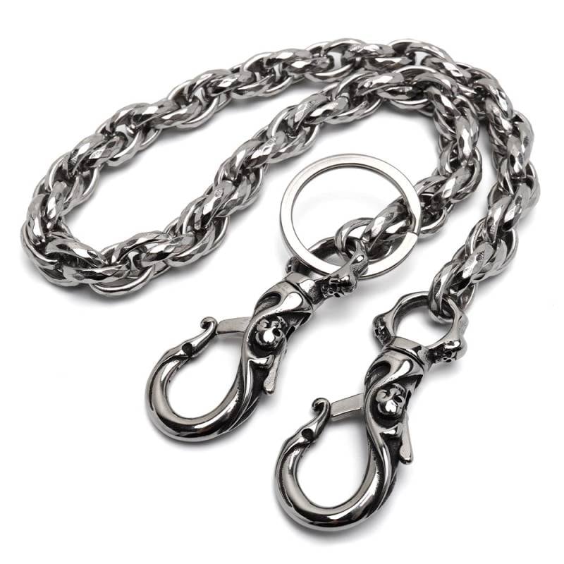 ステンレス ウォレットチェーン ツイストチェーン 2クリップ [wc080