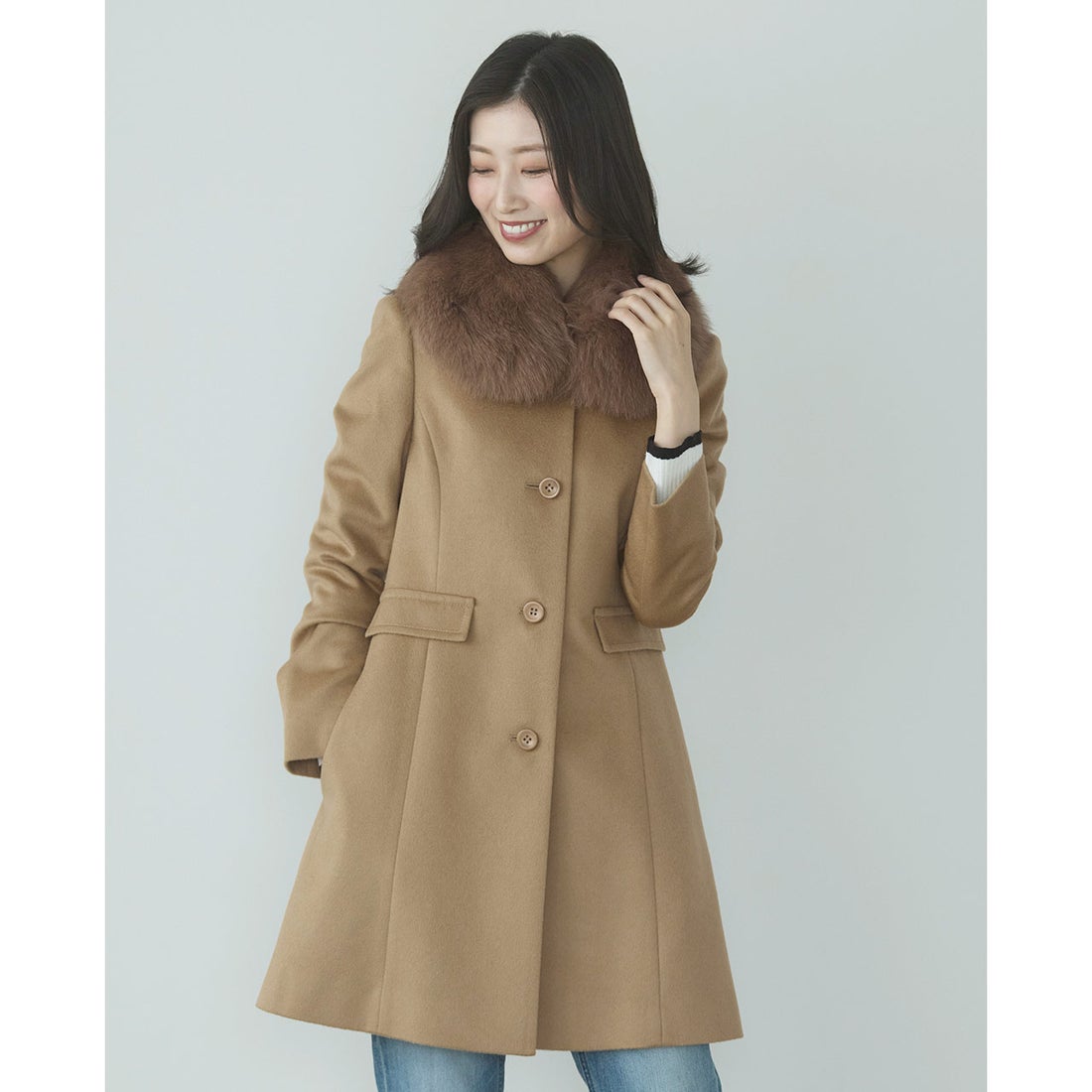 サンキョウショウカイ 三京商会 カシミヤ 100% マル衿 コート