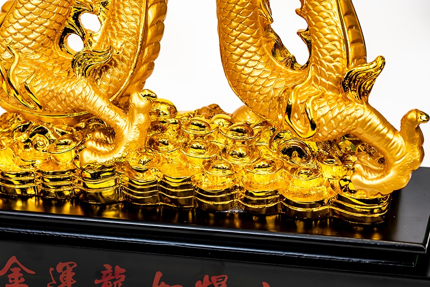 ラグジュアリー｜SHINGO｜SHINGO 龍置物「金運龍如爆上」銅杯付き