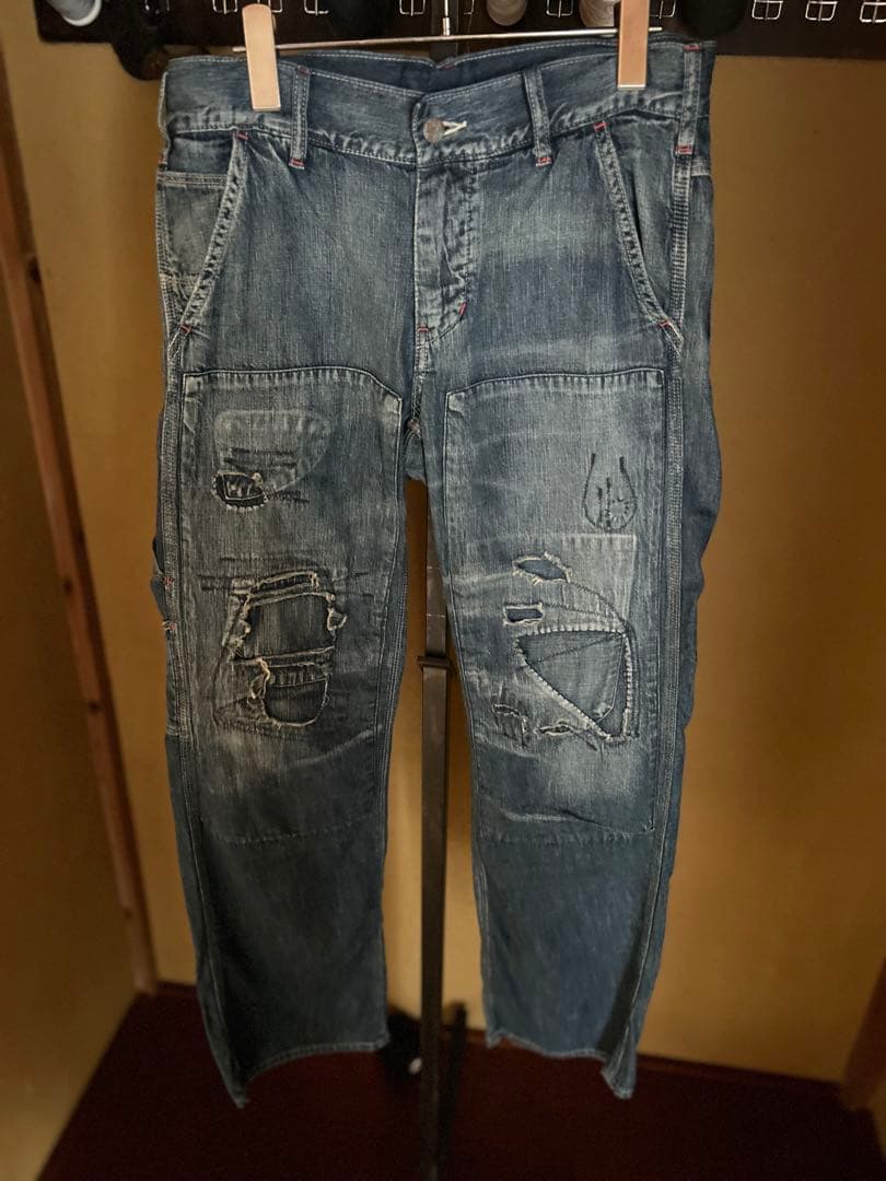 DENIM DUNGAREE デニム＆ダンガリー ペインターパンツ ダメージ加工 中古・古着通販】CarHartt (カーハート) DOUBLE FRONT LOGGER DUNGAREE