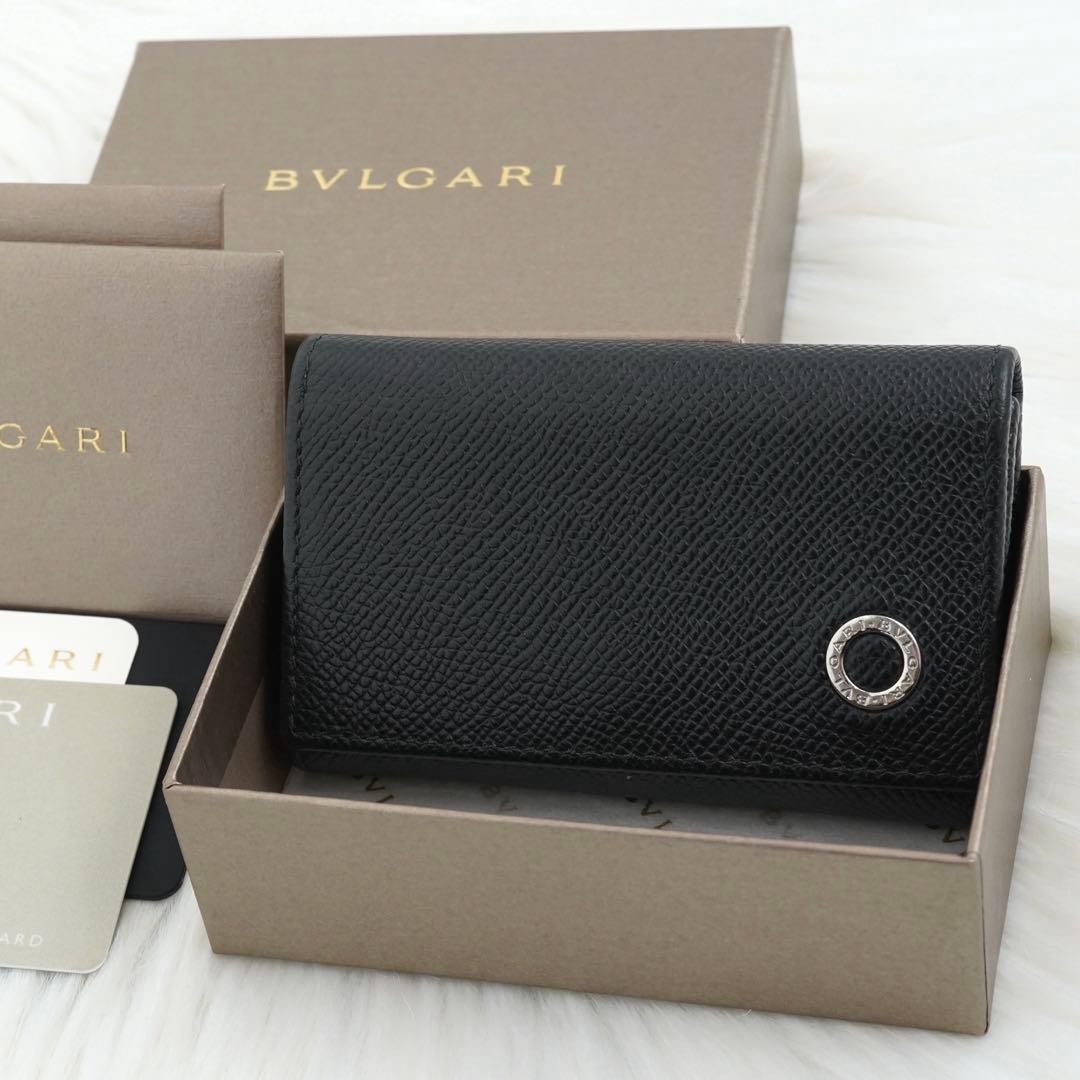 ほぼ未使用品　箱付き　BVLGARI ブルガリ　キーケース　金具　ブラック BVLGARI - ほぼ未使用☆ BVLGARI ブルガリ キーケース ブラック 黒 箱