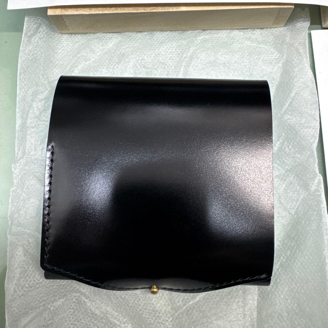 new-usuha3レーデルオガワコードバン（ギボシあり、ブラック） 驚異的なサイズと薄さ。全パーツコードバン。二つ折り財布「new-usuha3