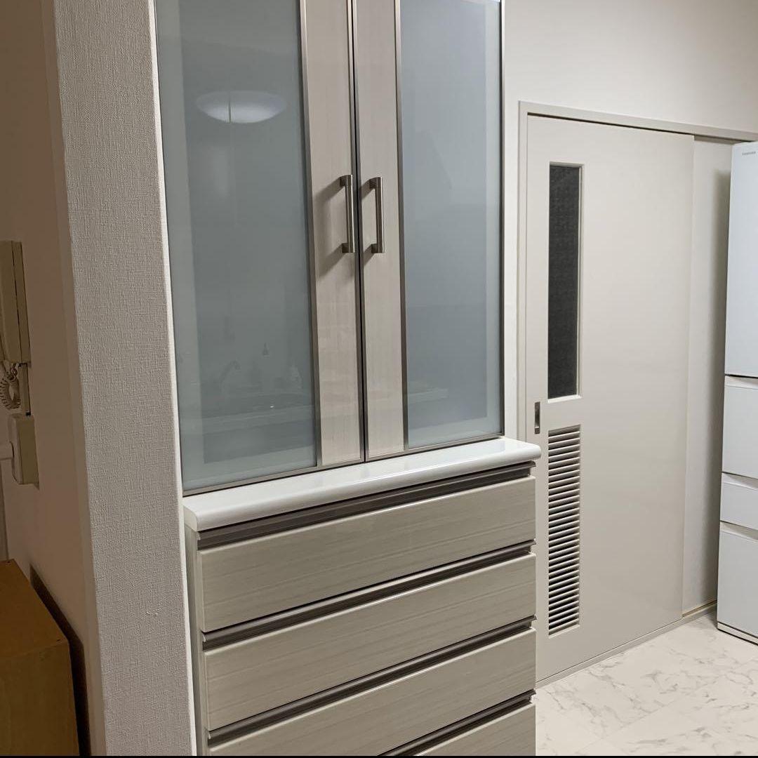 ニトリ 食器棚 ポスティア 80DB WH　リガーレ　レジューム ニトリ（NITORI） 幅80 キッチンボード(上置き付き リガーレ80KB WH